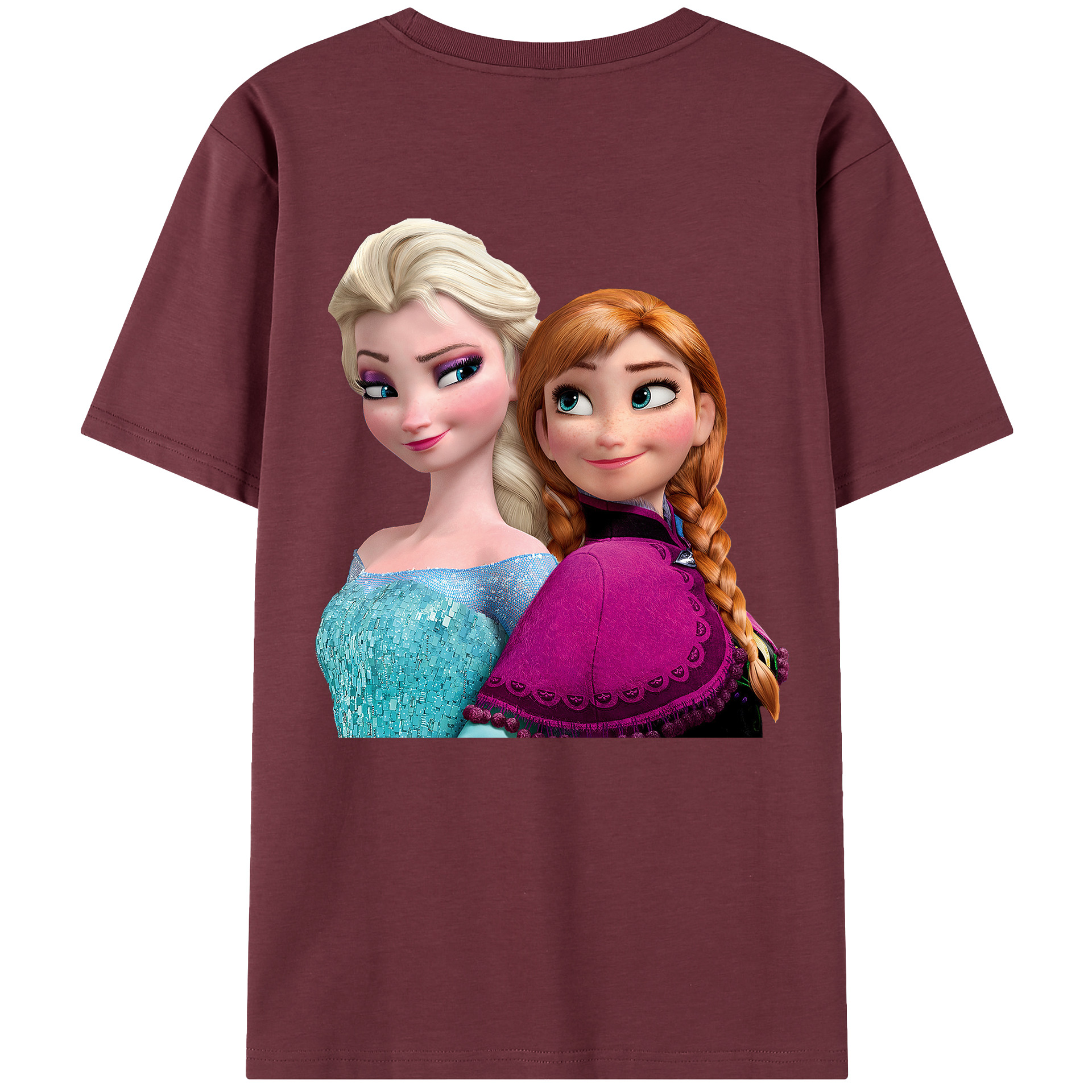 （画像用） アナと雪の女王 アンナ エルサ Frozen Anna Elsa 綿100％半袖Tシャツ（背面プリント）